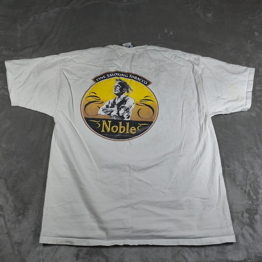 Vintage Noble Fine Smoking Tobacco‎ Shirt Mens XL White Short Sleeve Mohawk 90s